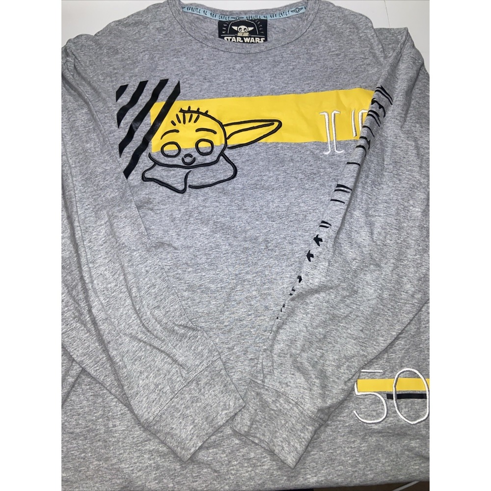 STAR WARS x DISNEY Mens Gray Yoda Long Sleeve T Shirt Size XL 50th Anniversary.